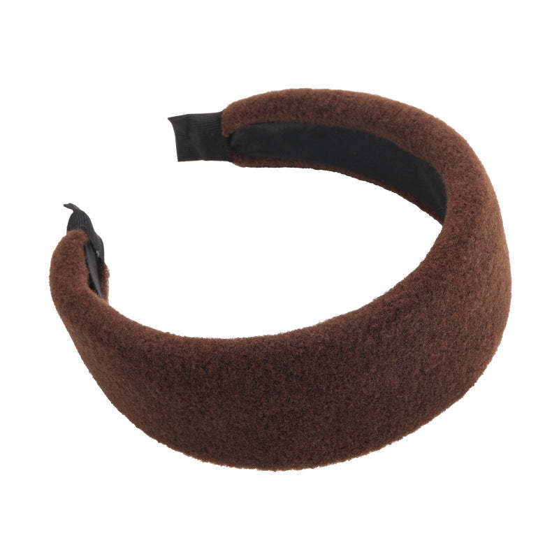 E廠-毛呢寬邊高顱頂髮箍女秋冬日常外戴洗臉壓髮頭箍韓系復古氣質髮卡「27699」25.11-3