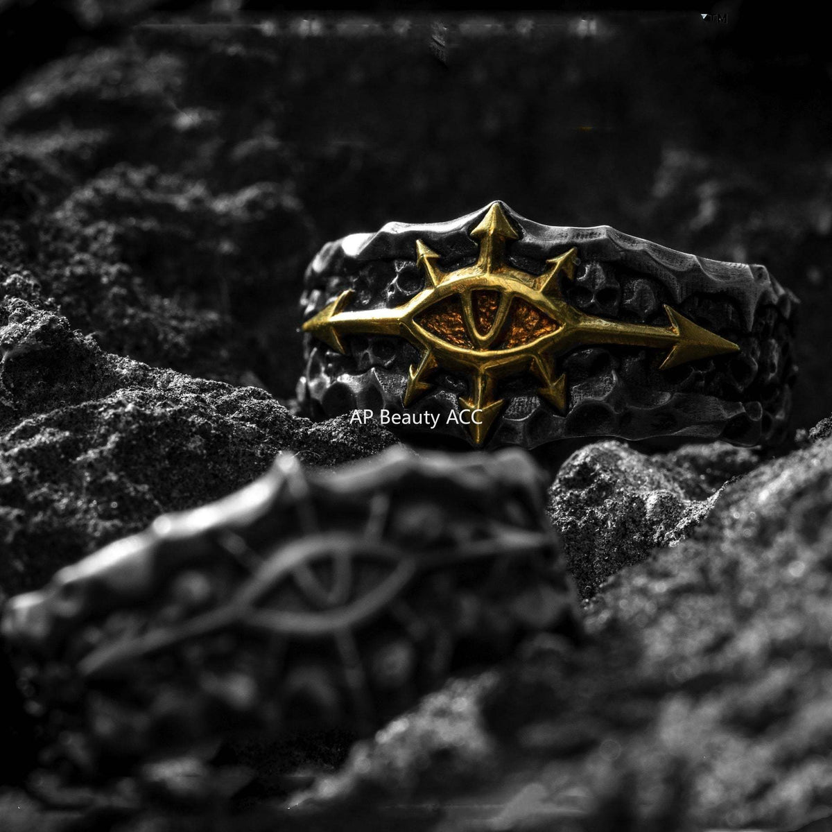 G廠-復古惡魔之眼戒指男潮個性創意感紋理食指戒時尚百搭高級感開口戒「J2697」25.11-4