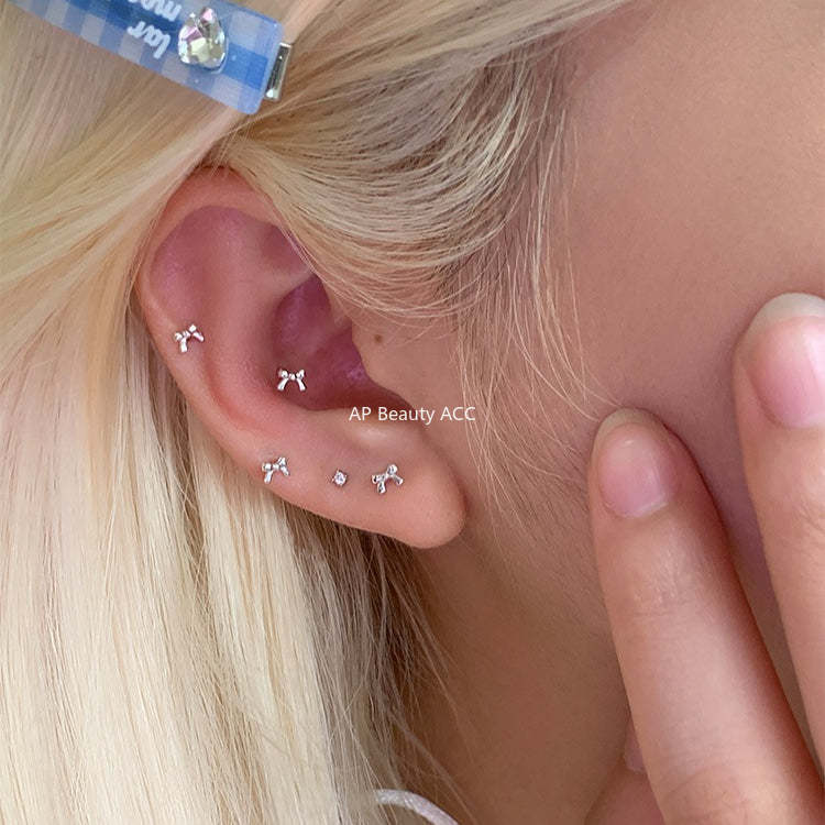 C廠-925純銀迷你蝴蝶結耳釘女甜美風精緻日常百搭耳環ins少女風耳飾「EH-4293」25.12-1