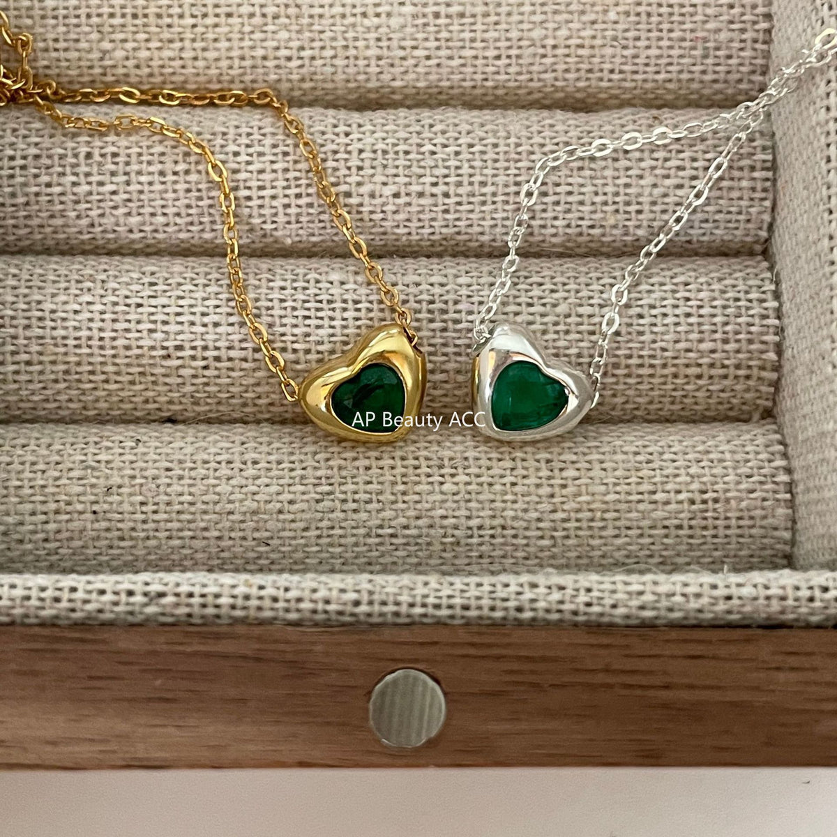 F廠-歐美韓國韓版925純銀項鍊ins小紅書愛心綠鑽項鍊簡約網紅項鍊「B1084」25.11-2