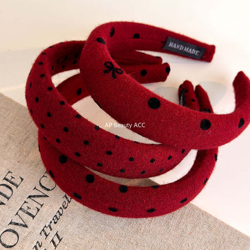 E廠-新年紅色波點大腸髮圈網紅2025新款綁頭髮頭繩高顱頂頭箍洗臉髮捆「27755」25.12-1