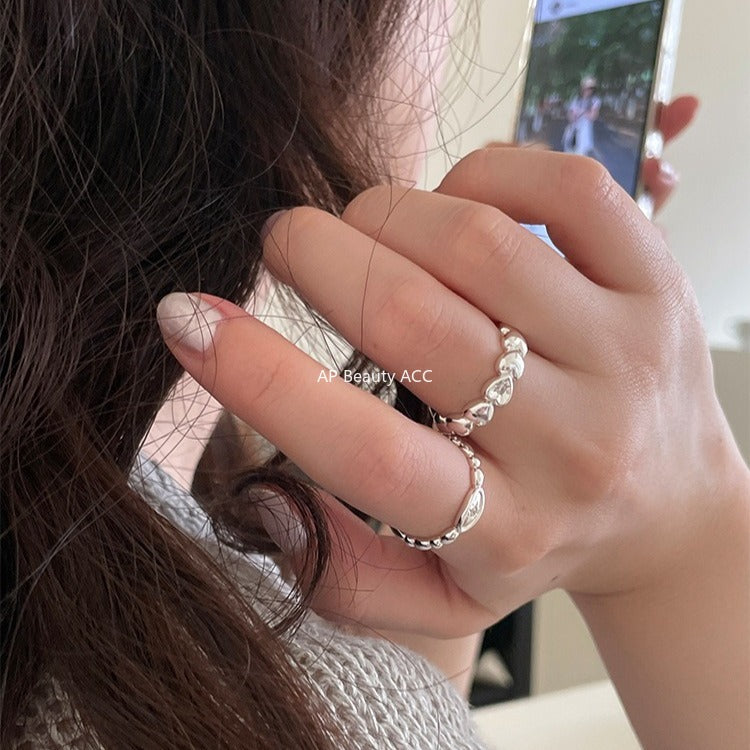 C廠-韓系簡約純銀愛心戒指女小眾精緻星星鋯石食指戒設計高級感新指環「JZ-0719」25.11-1