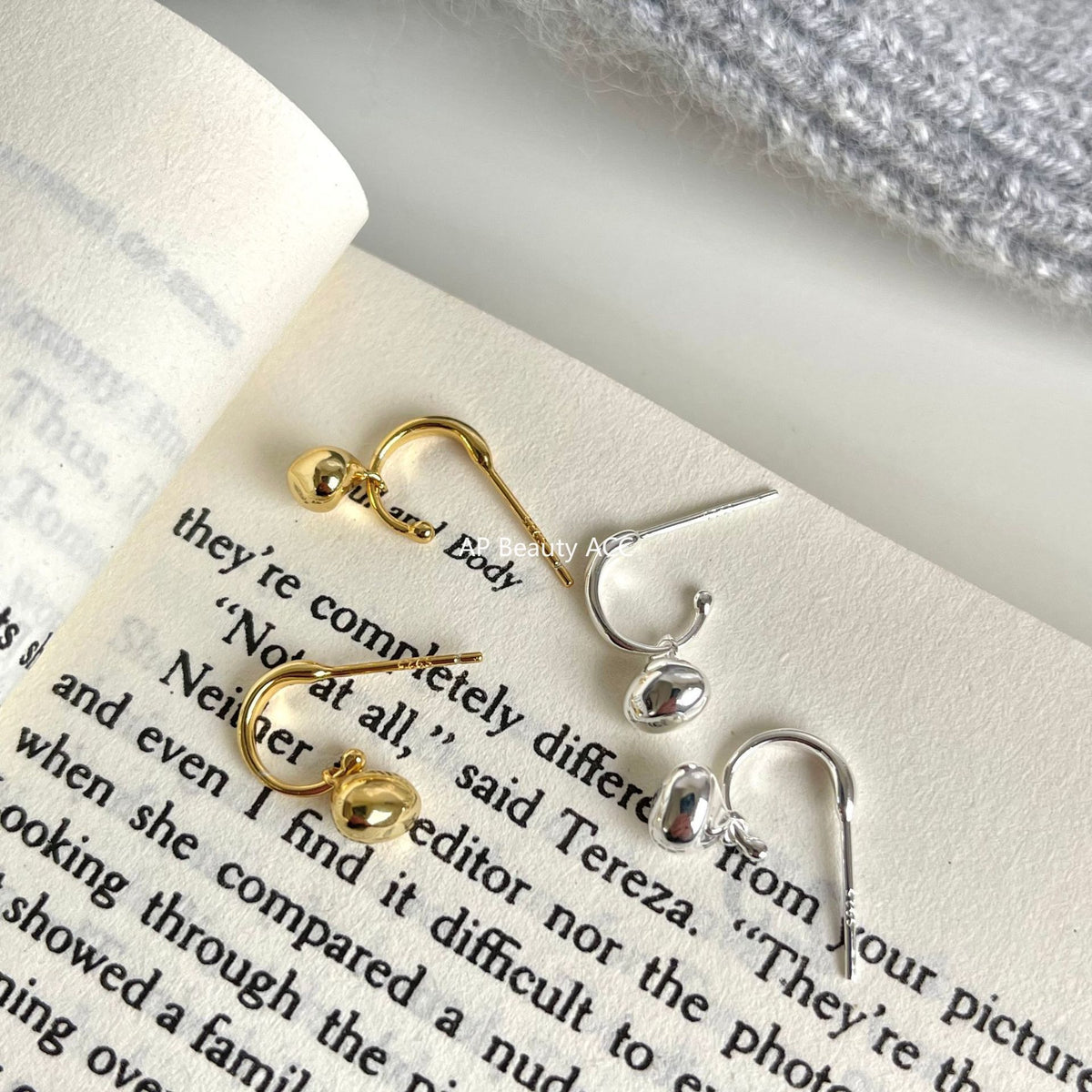 F廠-韓國韓版女小紅書甜美925純銀異形銀塊耳扣耳釘網紅耳環「C945」25.11-2