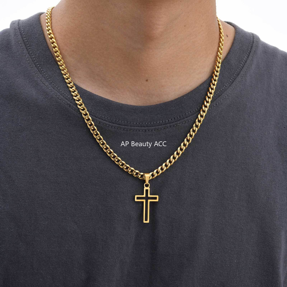 G廠-鈦鋼飾品 不鏽鋼鏤空十字架吊墜項鍊時尚復古高級感鎖骨鏈「PN-1531」25.11-1