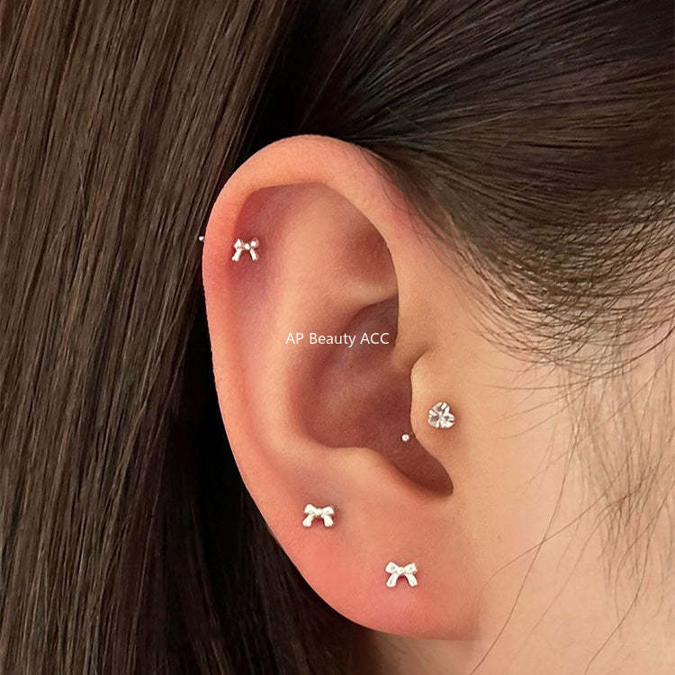 C廠-925純銀迷你蝴蝶結耳釘女甜美風精緻日常百搭耳環ins少女風耳飾「EH-4293」25.12-1