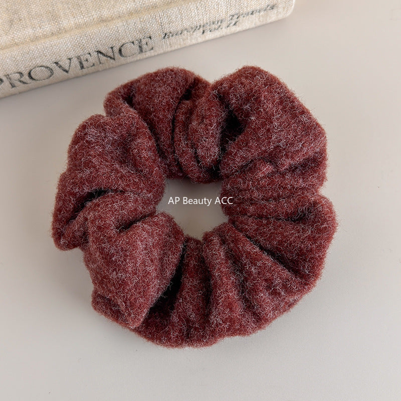 E廠-秋冬質感毛呢大腸髮圈韓系氣質百搭時尚丸子頭馬尾髮繩髮飾髮圈「26247」25.11-2