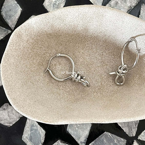 C廠-酷颯冷淡風獨特繩結耳扣女幾何個性冷淡風銀針耳扣輕奢高級感耳飾「EH-4395」25.12-2