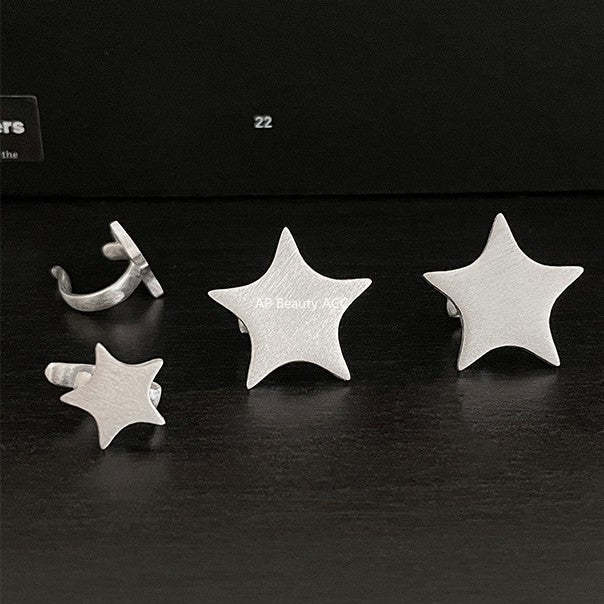 C廠-韓版拉絲五角星無耳洞耳夾女時尚簡約氣質耳骨夾輕C形高級感輕奢「EJ-49」25.12-1