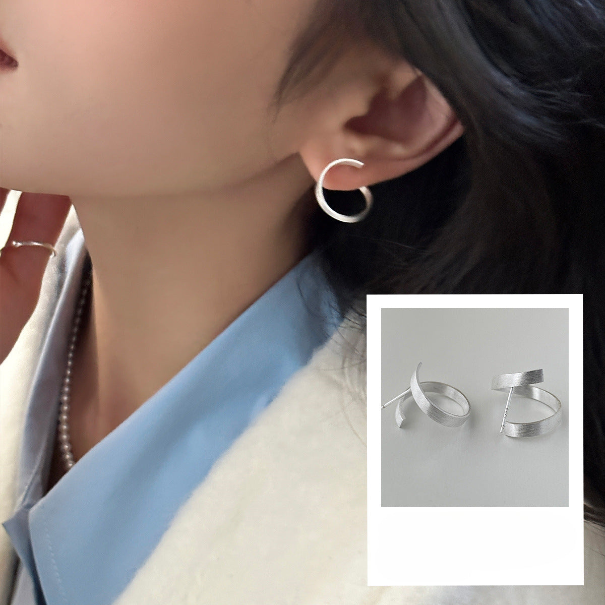 C廠-特個性扭曲回旋銀針耳釘女極簡冷淡風ins耳環輕奢高級感耳飾「EH-3581」25.05-5