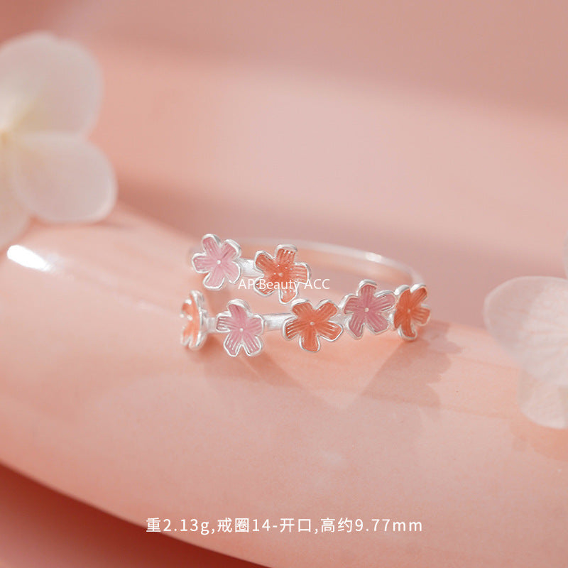D廠-S999足銀櫻花花朵開口戒指清新設計感甜美可疊戴清新精美手飾「YC3658R_1 YC4535R_1」25.11-2