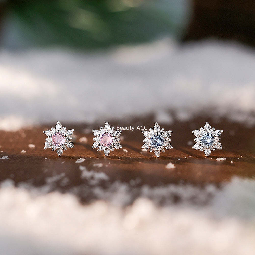 D廠-足銀S999雪花鋯石耳環韓風新款創意甜美風溫柔聖誕養耳洞耳飾批發「YC5733E_2」25.12-3