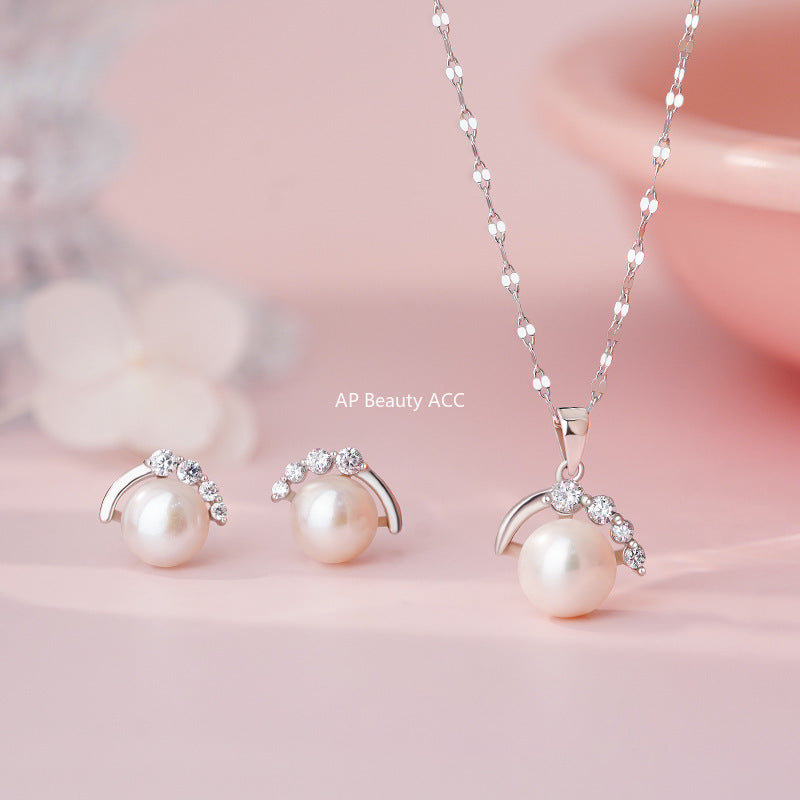 D廠-S999足銀珍珠項鍊吊墜法式復古耳環輕奢精緻小眾百搭首飾項鏈「YC0812N_1 YC6405E_1」25.11-1