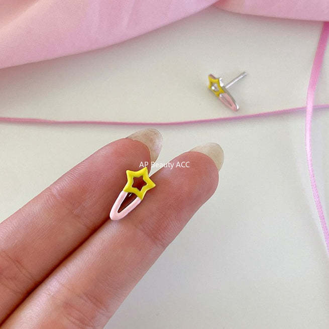C廠-甜美可愛小眾星星發夾耳釘925銀針新款百搭少女清新簡約設計耳飾「EH-4261」25.11-3