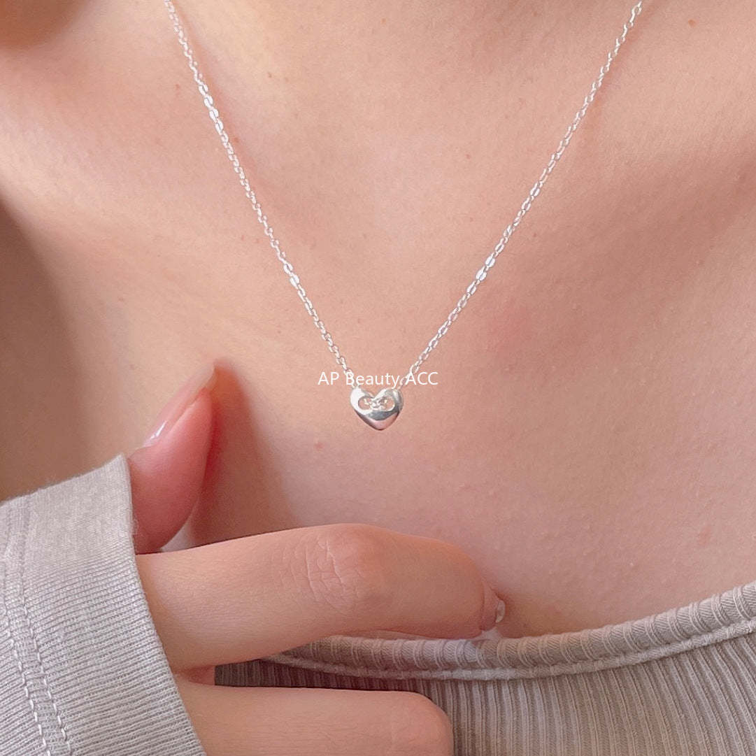 F廠-韓國韓版925純銀愛心簡約項鍊ins網紅抖音小紅書項鍊「B1192」25.12-2