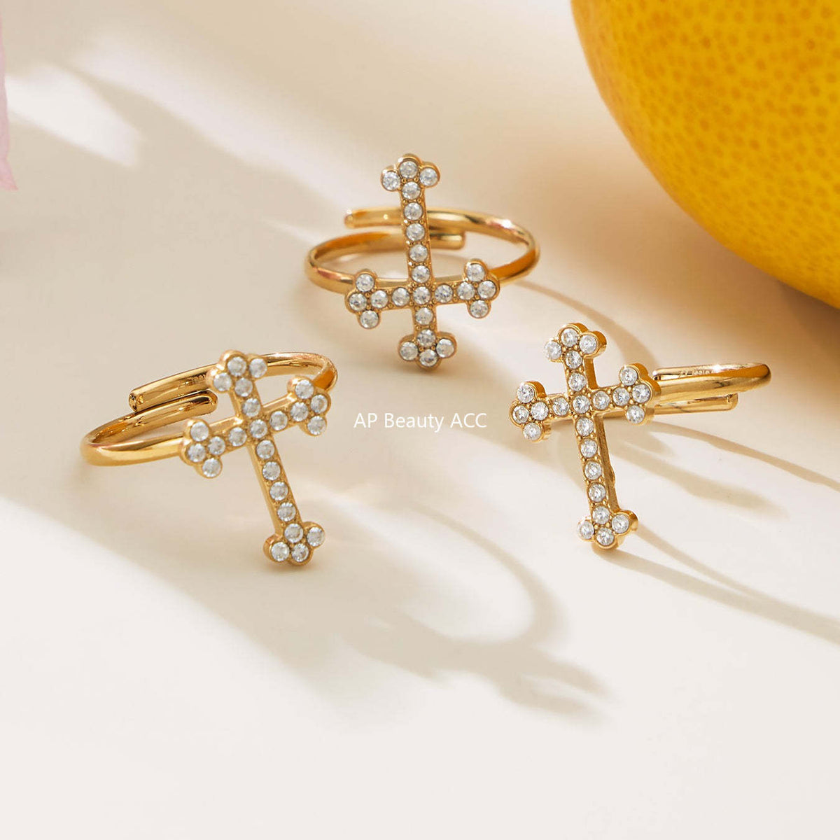 B廠-超閃5A鋯石十字架吊墜項鍊手鍊耳環戒指首飾套裝不鏽鋼材質「TXP487」25.11-4