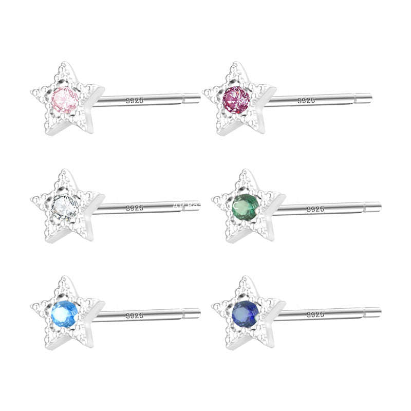 C廠-925純銀星星鋯石耳釘女時尚簡約氣質設計感甜美耳骨釘ins百搭耳飾「EH-4294」25.12-1