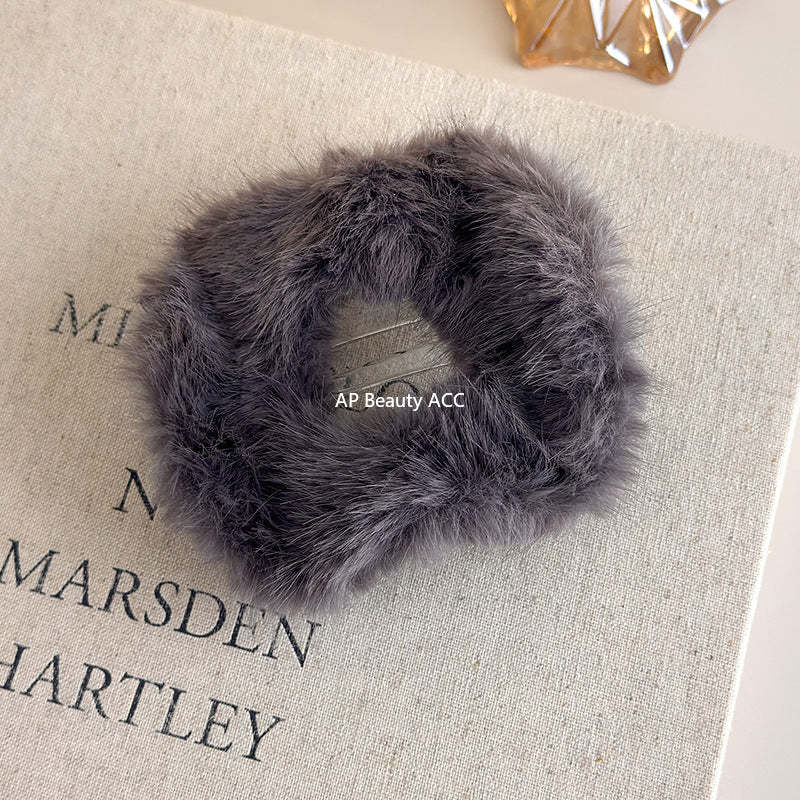 E廠-秋冬橢圓毛絨髮夾女後腦勺高級感毛毛鯊魚夾大號盤髮量多豹紋夾子「26154」25.11-1