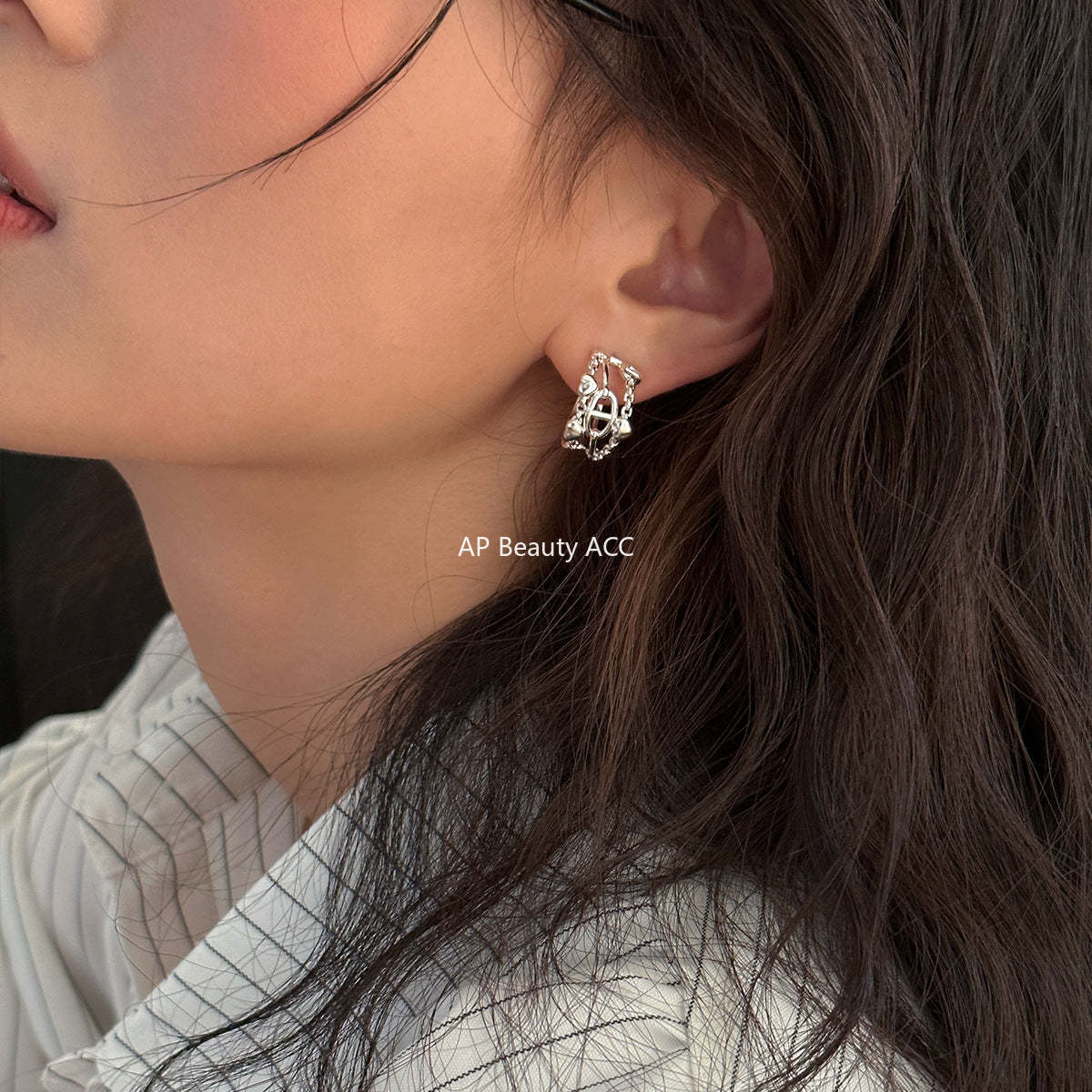 C廠-小眾設計感鏤空豬鼻子耳釘女潮流百搭氣質時尚高級感耳環簡約耳飾「EH-4107」25.10-5