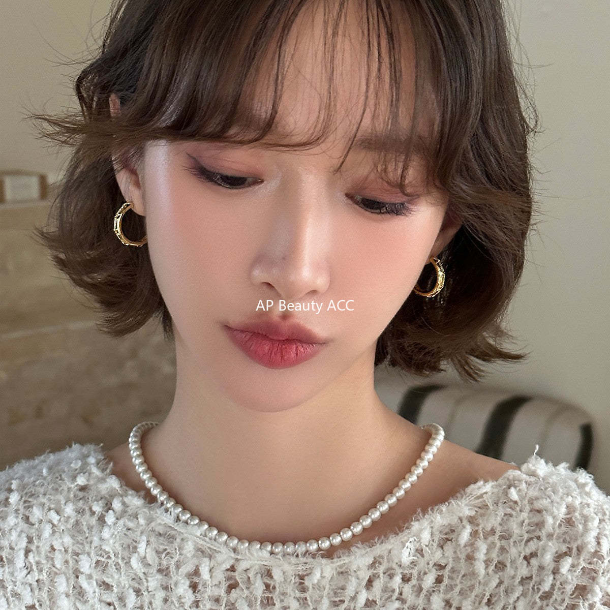 C廠-小眾輕奢高級感銀針耳圈女時尚度假風氣質耳環ins風獨特鋯石耳環「EH-4330」25.11-4