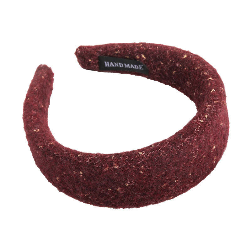 E廠-韓系小香風毛呢針織金絲寬邊髮箍女高級感洗臉頭箍氣質百搭壓髮卡「27725」25.11-4