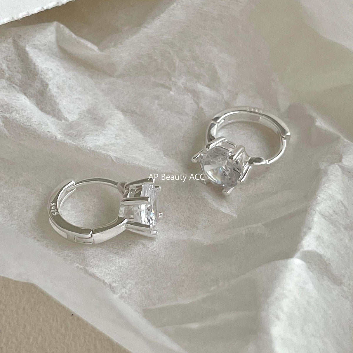 F廠-韓國韓版925純銀鋯石耳扣耳釘女簡約時尚ins小紅書耳環「C1409」25.11-3