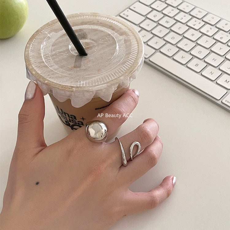 C廠-法式風格光面戒指女ins冷淡風時尚高級感誇張食指戒小眾設計指環「JZ-0721」25.11-1