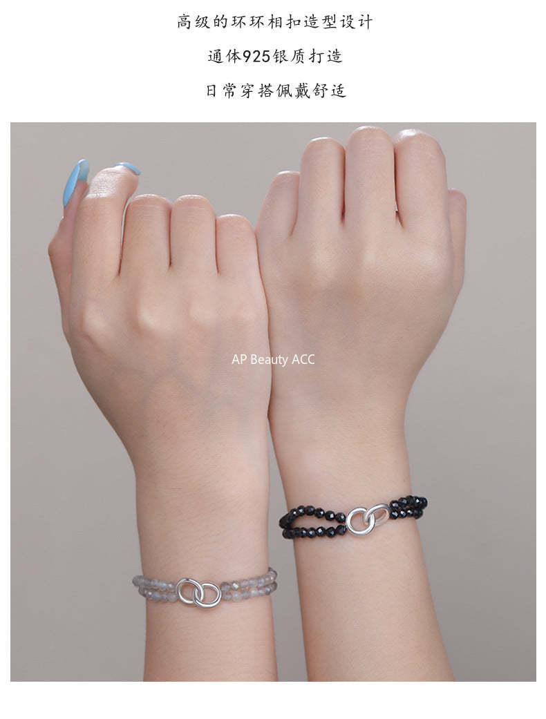 D廠-S925純銀黑瑪瑙月光石情侶手鍊氣質簡約溫柔百搭文藝手飾批發「YC5206SL_1」25.10-5