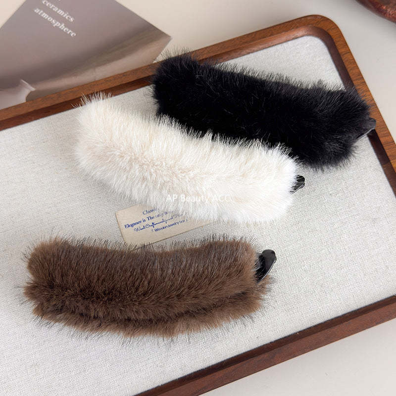 E廠-大號毛茸茸香蕉扭扭夾女秋冬高馬尾竪夾髮卡後腦勺半扎髮橫夾髮夾「27697」25.11-3