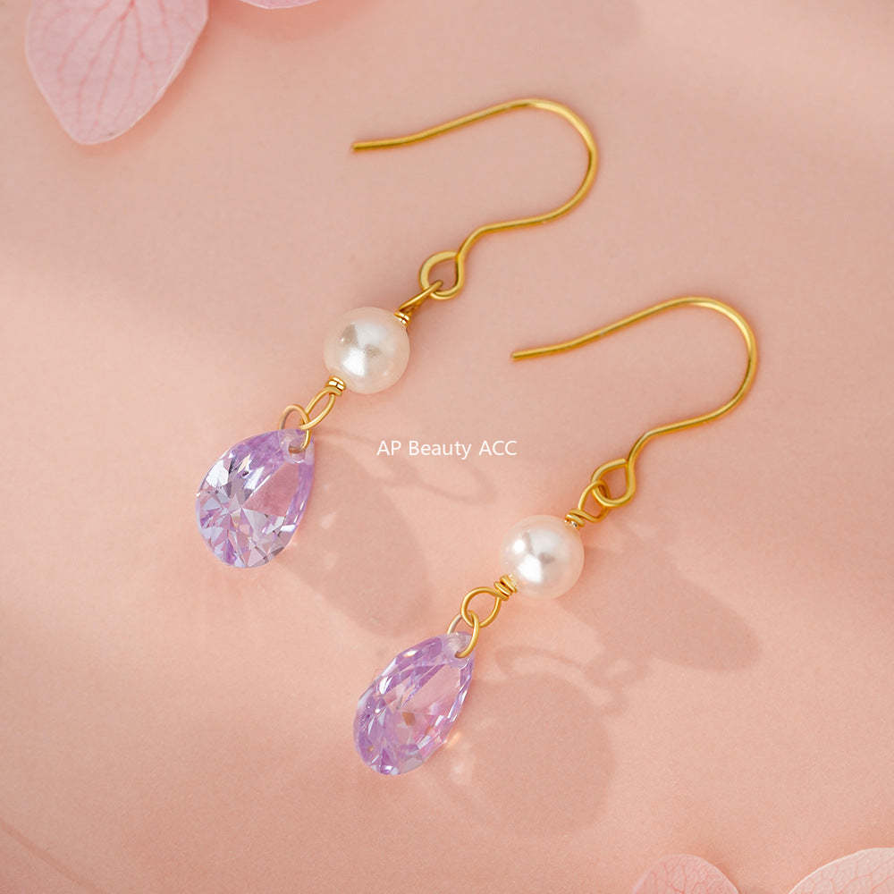 D廠-純銀S925鋯石珍珠耳鉤輕奢耳墜法式優雅貴女氣質復古精緻耳環「YC9337E_1」25.12-1