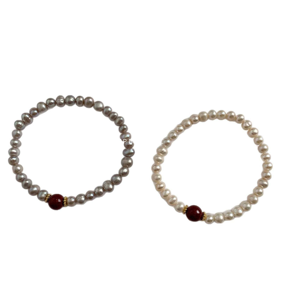 C廠-新中式宮廷極光淡水珍珠手鍊女款輕奢高級感高含量天然朱砂手鍊「1637」25.12-3