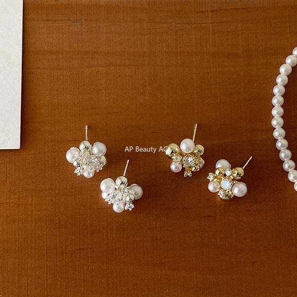 C廠-小眾設計感鋯石耳釘女百搭高級復古氣質珍珠耳環優雅獨特秋冬耳飾「EH-4311」25.11-4