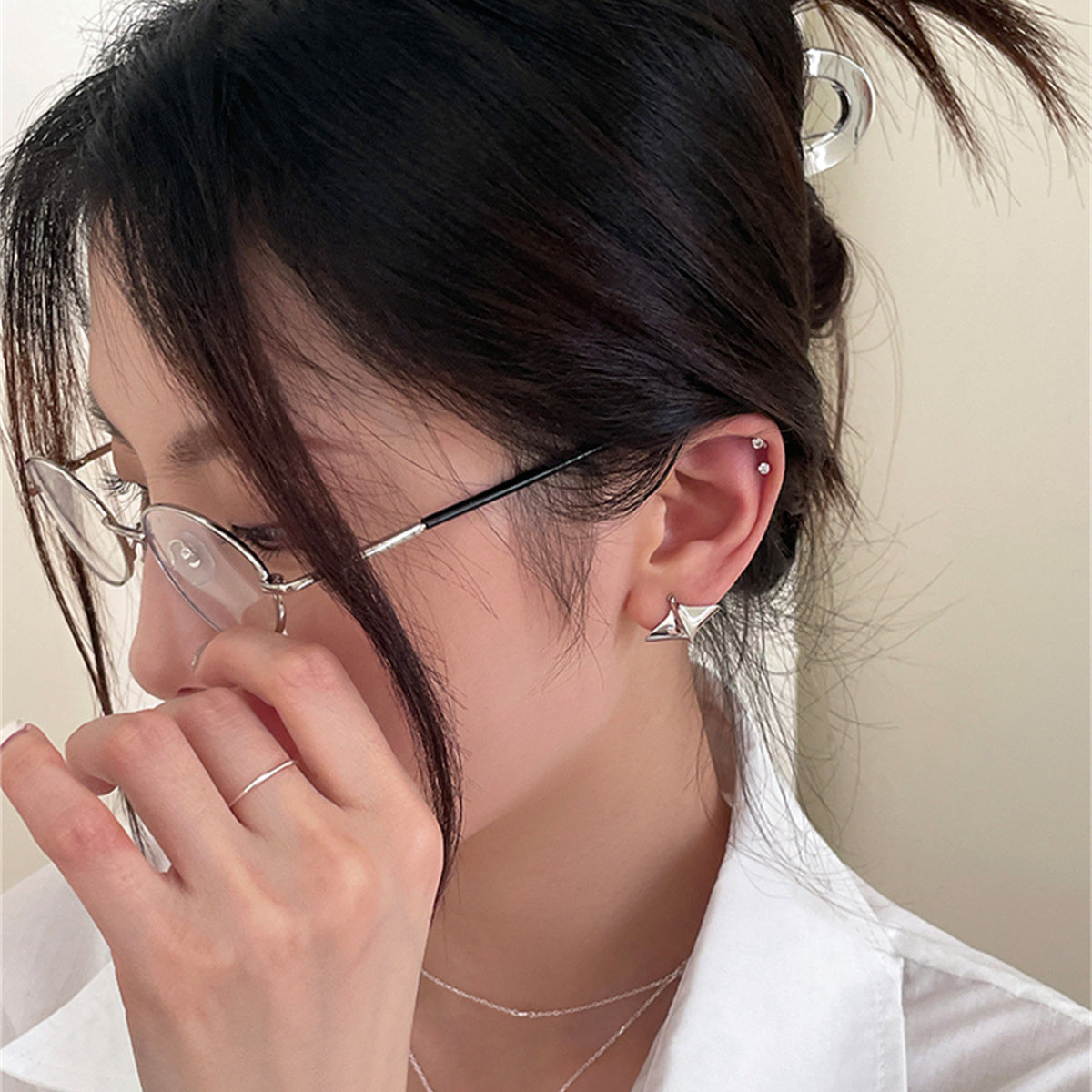 C廠-輕奢高級感獨特一葉扁舟銀針耳釘女精緻小眾冷淡風耳環設計感耳飾「EH-3791」25.07-4