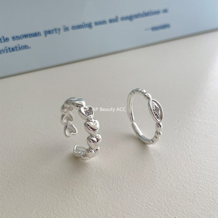 C廠-韓系簡約純銀愛心戒指女小眾精緻星星鋯石食指戒設計高級感新指環「JZ-0719」25.11-1