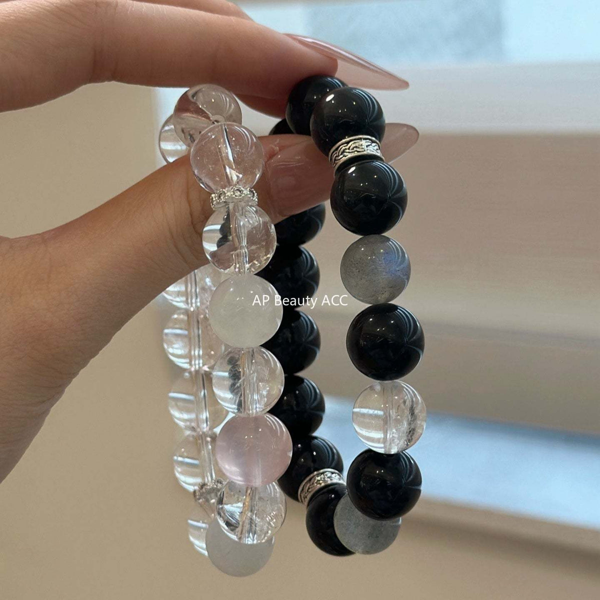 AS廠-新中式手鍊黑曜石灰月光白阿塞藍月光手鍊原創情侶款禮物手鍊「l2841」25.10-4