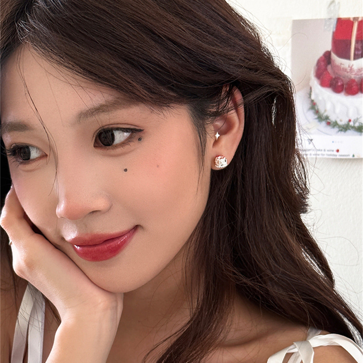 C廠-奶油甜心小蛋糕耳釘女獨特設計甜美風銀針耳環精緻高級感新款耳飾「EH-3999」25.08-4