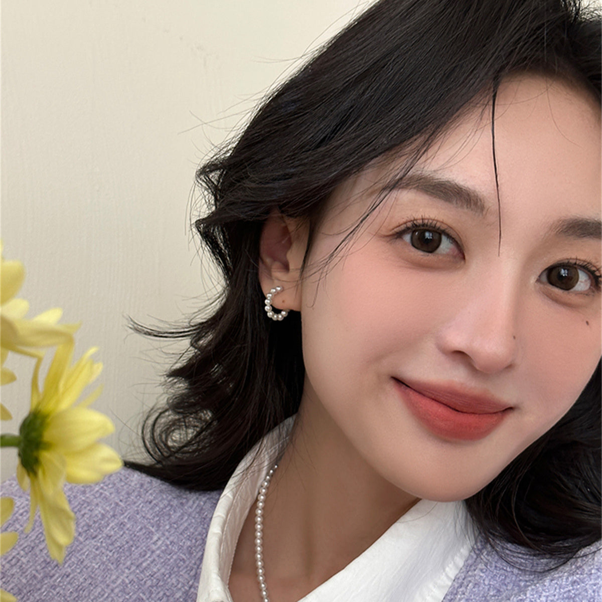 C廠-輕奢溫婉氣質珍珠耳釘女簡約日常百搭銀針額換高級感幾何C形耳飾「EH-3633」25.06-3