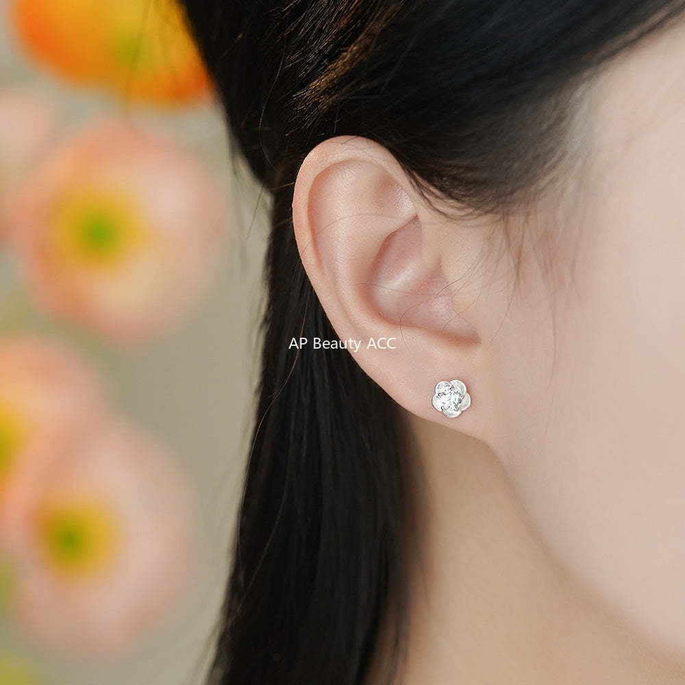 D廠-足銀S999高級感花鋯石耳環女甜美清新韓風氣質小眾精緻耳飾「YC3124E_2」25.11-4