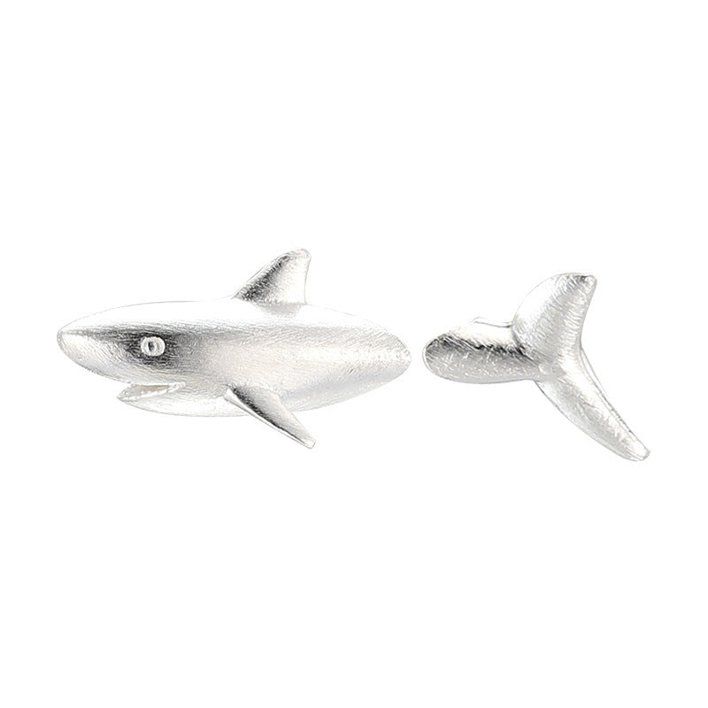 C廠-小眾設計冷淡風不對稱鯊魚耳釘女高級感酷颯可愛風銀針耳環新耳飾「EH-4141」25.11-2