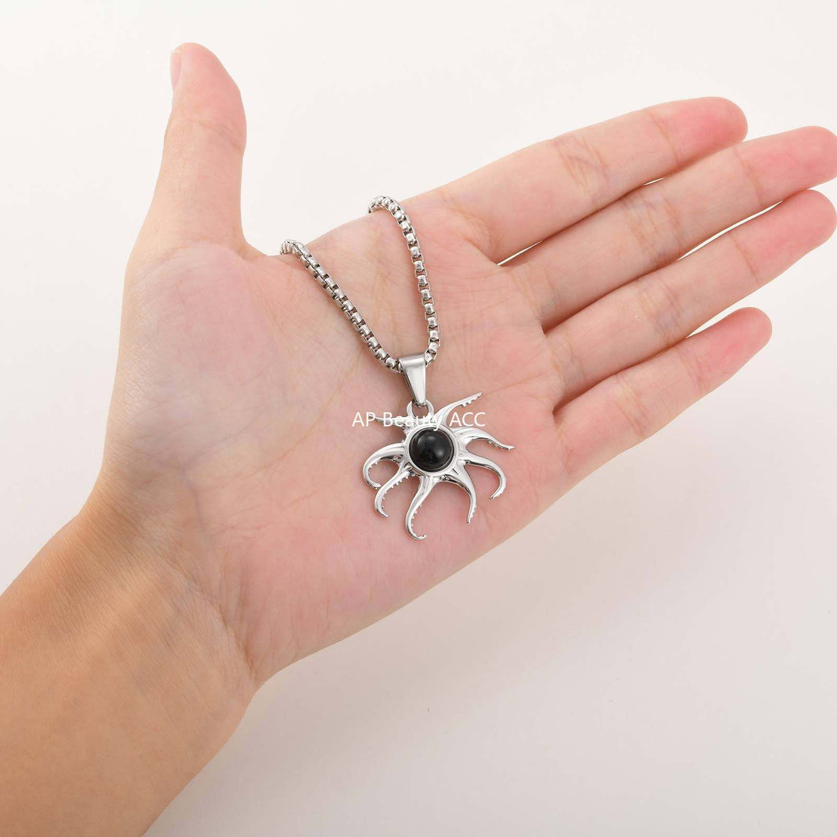 G廠-不鏽鋼男士小眾設計感酷颯個性黑瑪瑙八爪魚吊墜「PN-2220」25.12-2