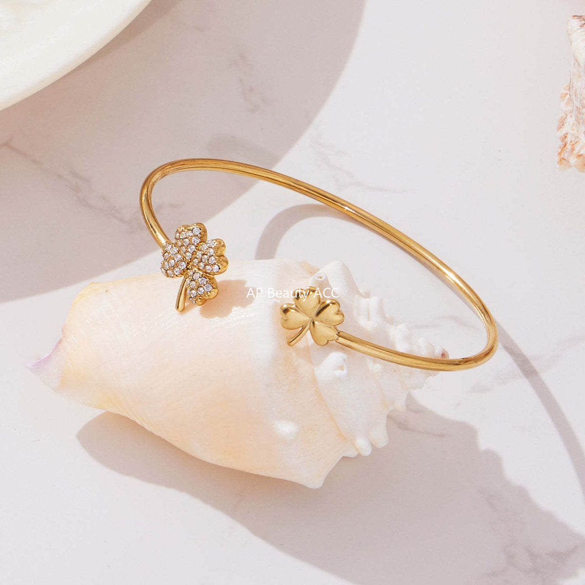 B廠-超閃5A鋯石鋼珠開口彈力繩手鐲不鏽鋼材質鍍18k真金不掉色「Z503-Z504-Z505」25.10-5