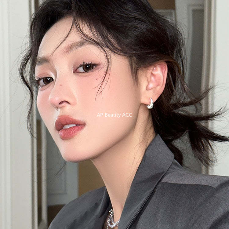 C廠-韓版竪紋八芒星鋯石耳環女小眾設計感輕奢個性甜酷耳圈高級感耳飾「EH-4097」25.12-1