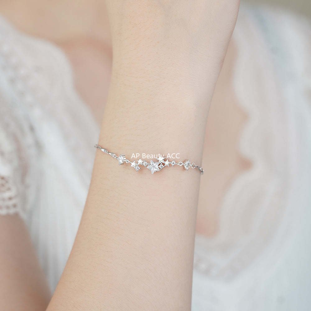 D廠-純銀S925溫柔星星手鍊女輕奢小眾獨特精緻高級甜美優雅手飾批發「YC5136SL_1」25.12-3