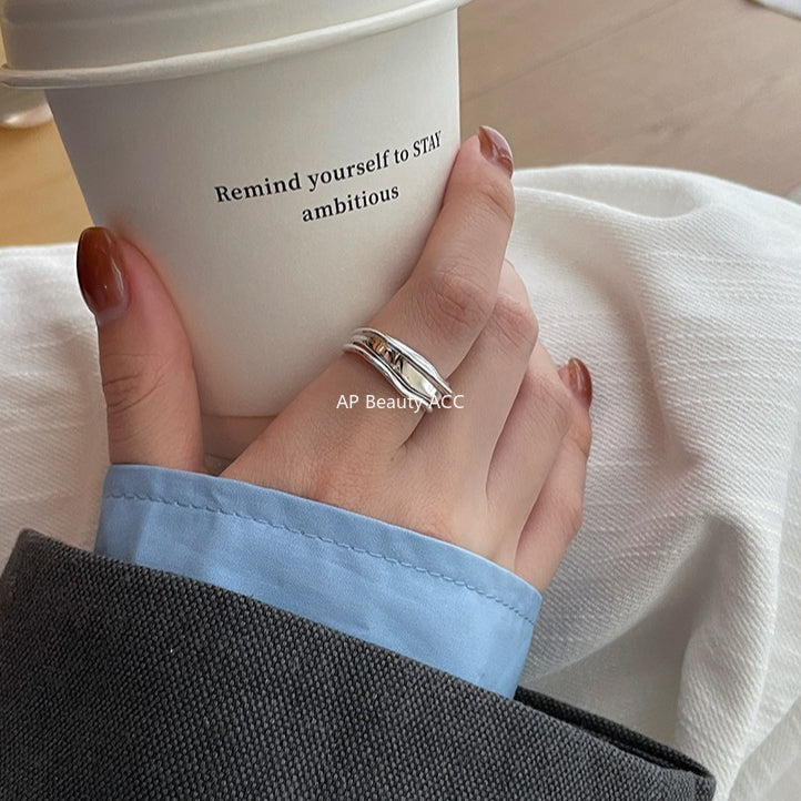 C廠-輕奢高級感純銀戒指女小眾設計個性疊戴風指環時尚ins風韓版指戒「JZ-0595」25.11-2