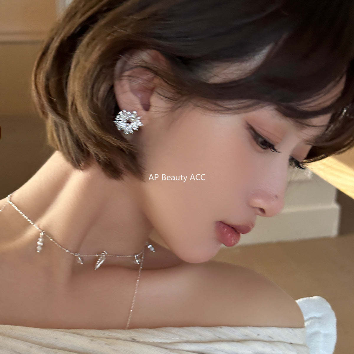 C廠-超閃鋯石珍珠耳釘女氣質精緻高級感耳環輕奢百搭清冷感通勤耳飾「EH-4048」25.12-1