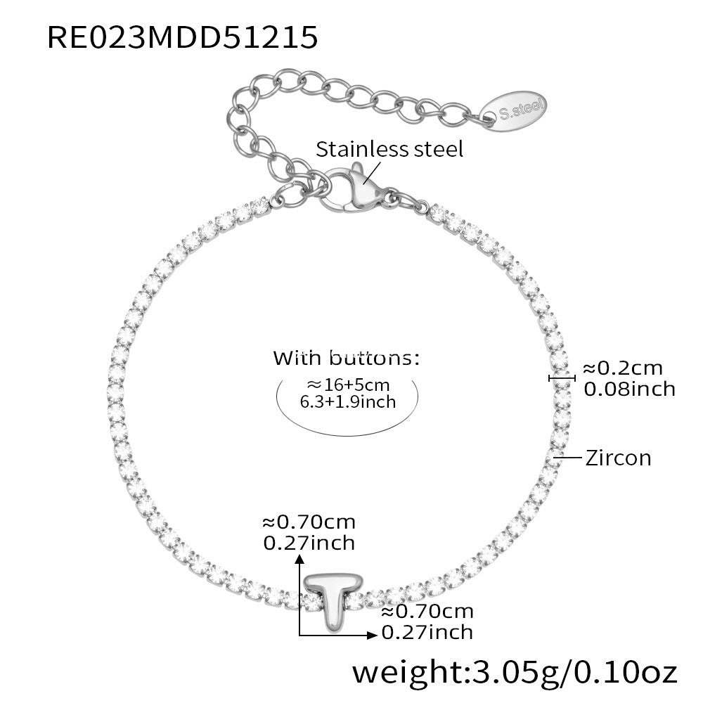 B廠-爆閃爪鑲鋯石26字母手鍊 不鏽鋼鍍18k真金時尚精緻氣質珠寶首飾女「RE023」25.12-3