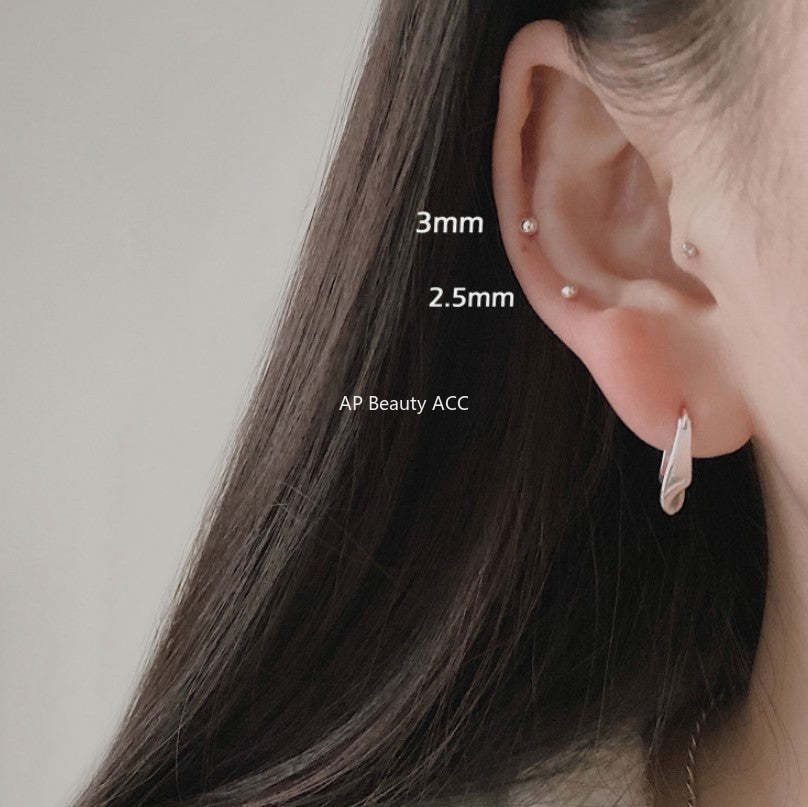 F廠-歐美韓國925純銀耳釘冷淡風圓珠耳環耳扣耳飾「C876」25.12-1