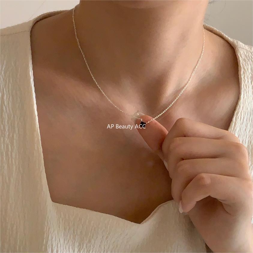 F廠-韓國韓版925純銀四爪方鋯項鍊簡約ins網紅抖音小紅書項鍊「B1197」25.12-2