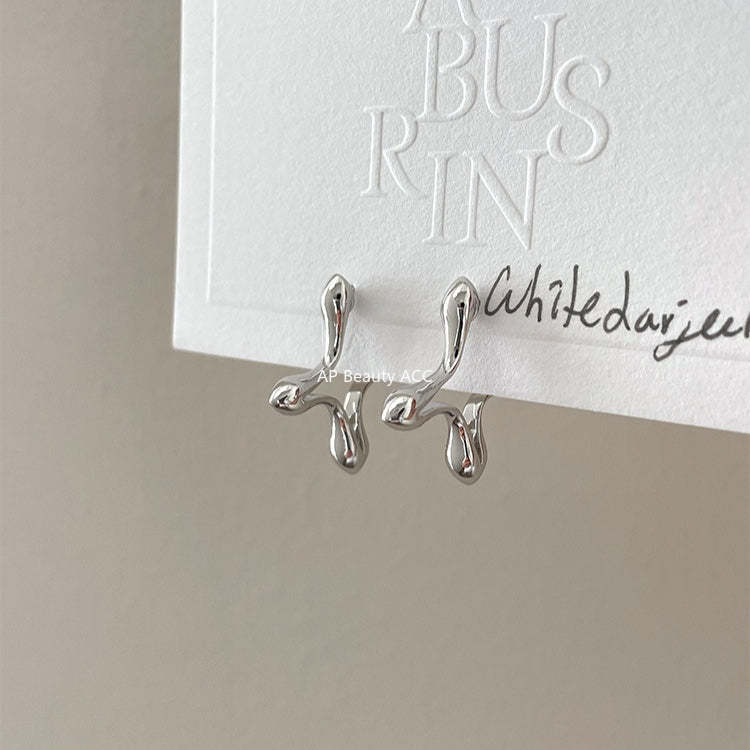 C廠-韓版INS四芒星銀針耳釘小眾輕奢設計感高級耳環日常百搭秋冬耳飾「EH-4276」25.11-4