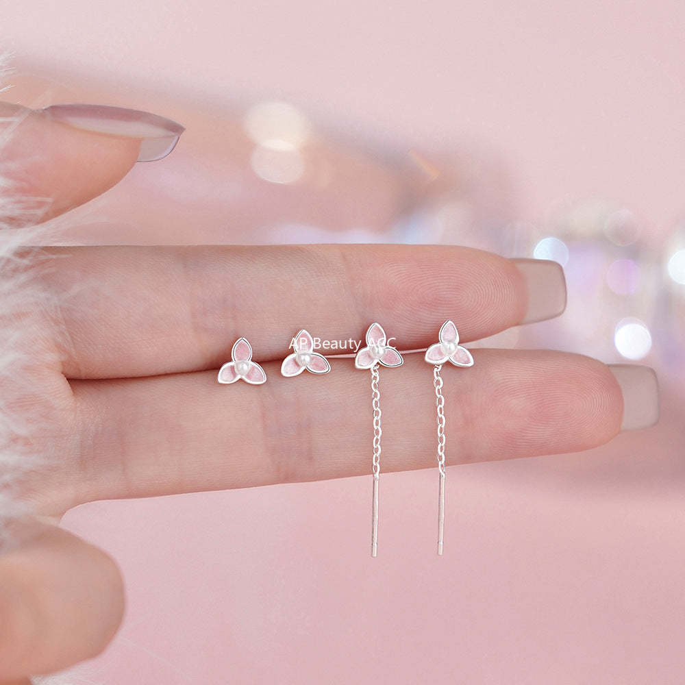 D廠-足銀S999時尚花朵珍珠耳環耳線甜美百搭文藝氣質養耳洞耳飾「YC4125E_1」25.12-1