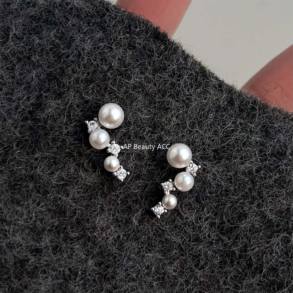 A廠-微鑲鋯石個性925銀針幾何不規則新款時尚通勤新耳飾「7201」25.12-1